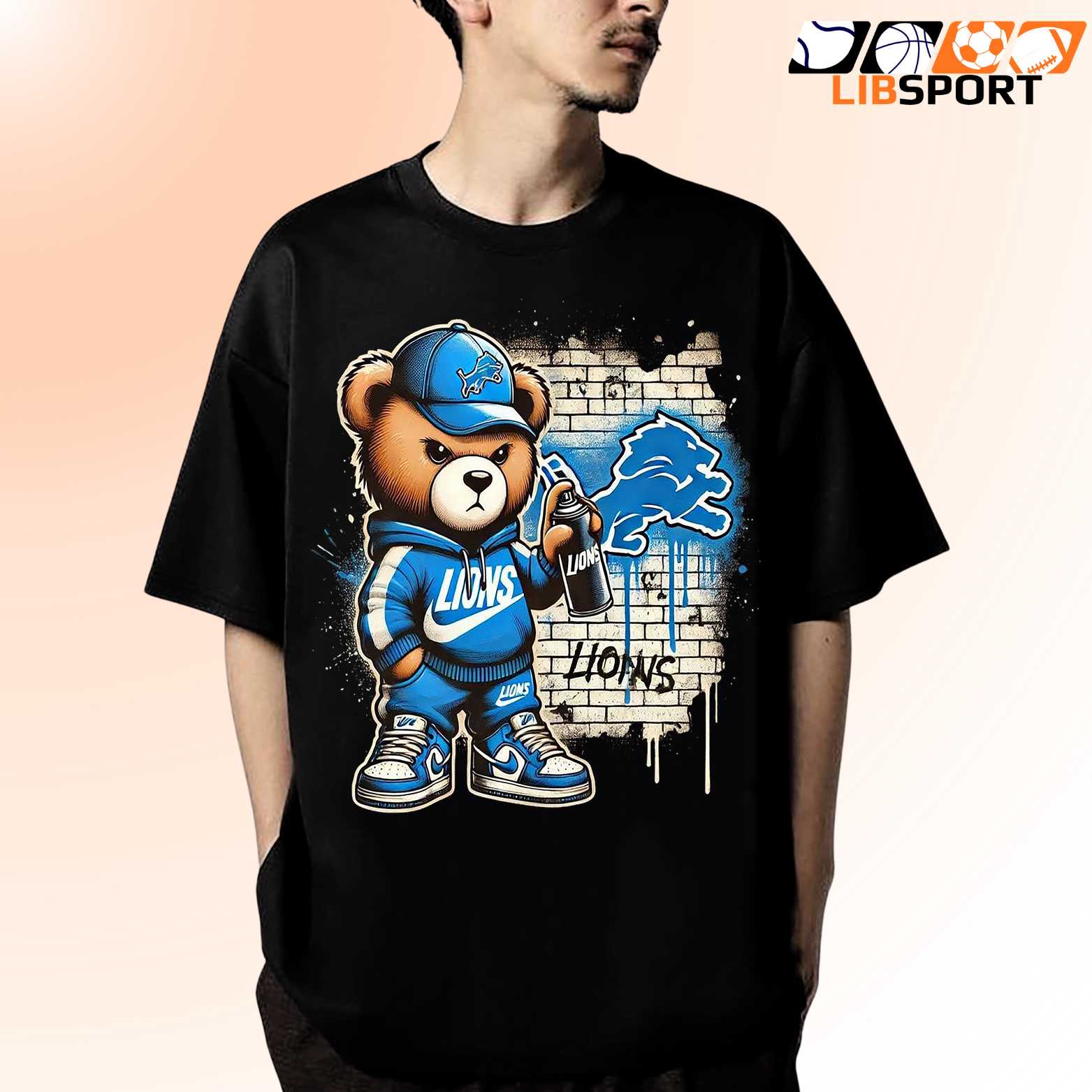 Detroit Lions Teddy T-Shirt, Nfl Football Tee, Streetwear Fan Shirt
